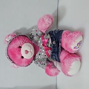 Build-a-bear Pink bear with skirt and hoodie